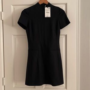 Zara black dress with pinstripe